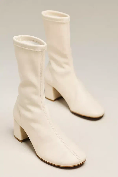 Maeve Block Heel Sock Boots In White