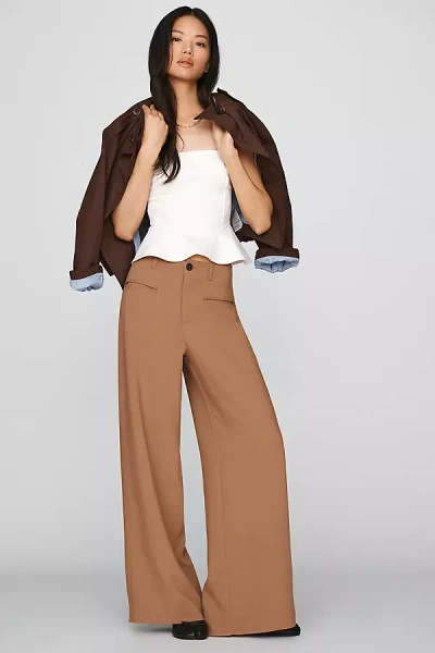 Maeve Blocked Oversized Trousers Pants In Brown