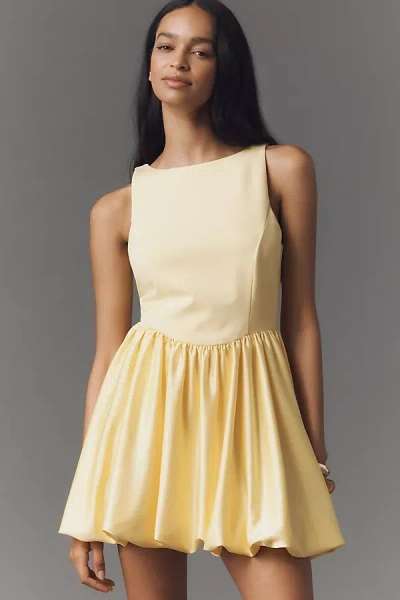 Maeve Boat-neck Bubble Mini Dress In Yellow