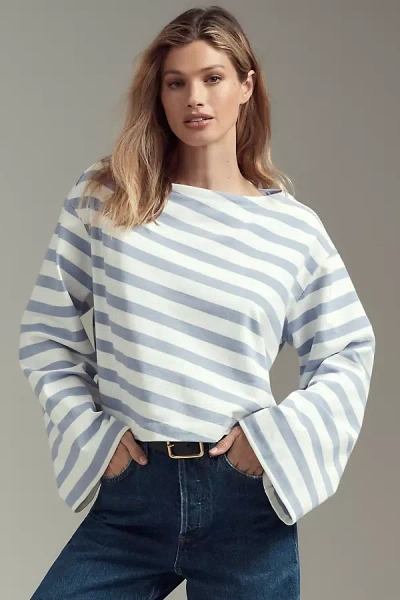 Maeve Boatneck Open-back Bell-sleeve Knit Top In Purple