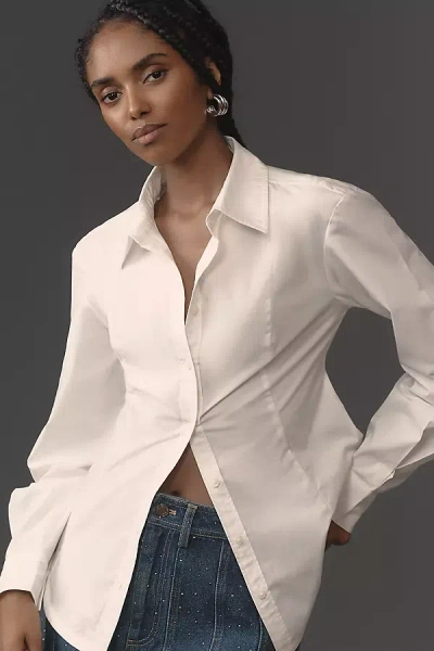 Maeve Bow-back Tailored Shirt Top In White