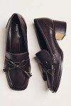 Maeve Bow Detail Loafer Heels In Brown