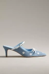Maeve Bow Kitten-heel Mules In Blue