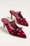 Maeve Bow Kitten-heel Mules In Red