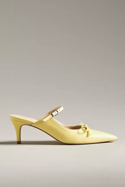 Maeve Bow Kitten-heel Mules In Yellow