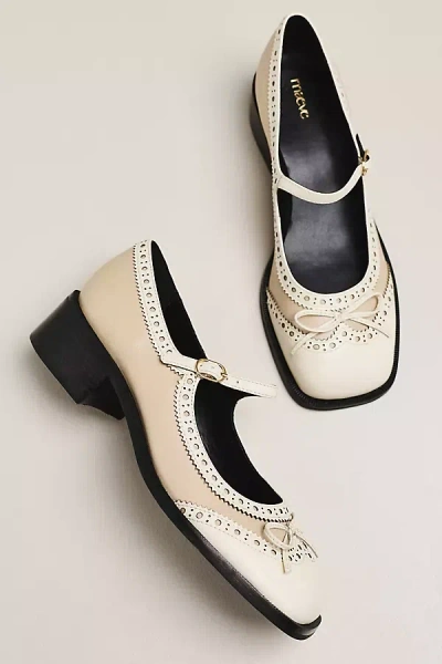 Maeve Bow Mary Jane Brogue Heels In Neutral