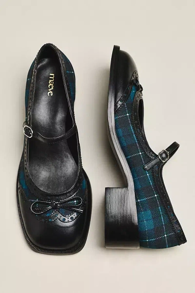 Maeve Bow Mary Jane Brogue Heels In Black