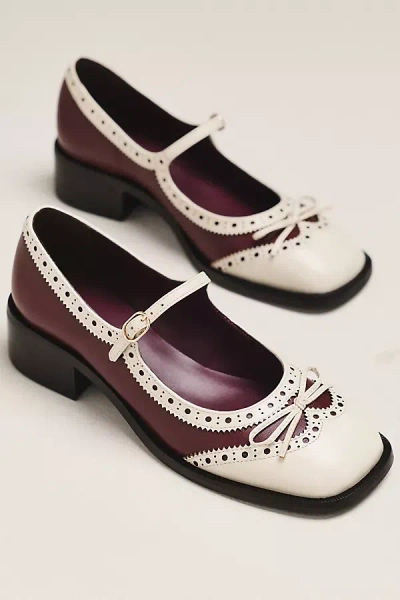 Maeve Bow Mary Jane Brogue Heels In Red