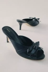 Maeve Bow Peep-toe Kitten-heel Mules In Black