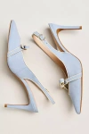 Maeve Bow Pointed-toe Slingback Heels In Blue