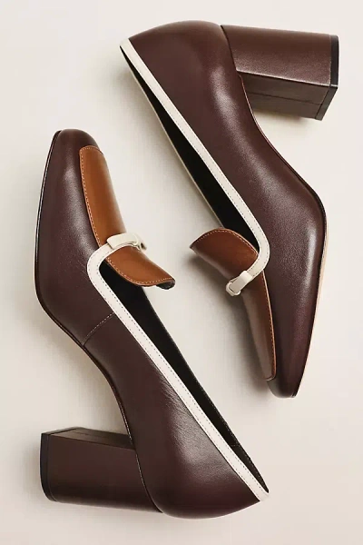 Maeve Bow Square Toe Heels In Multi
