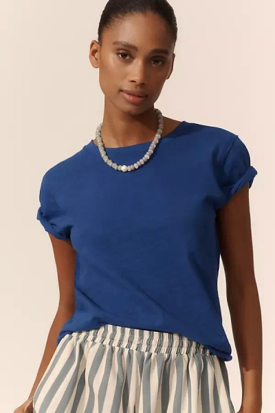 Maeve Boxy Cotton T-shirt In Blue