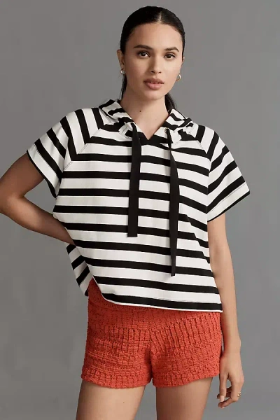 Maeve Boxy Striped Short-sleeve Hoodie