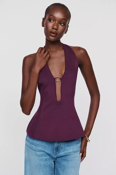 Maeve Brass Plunge Halter Tank Top In Purple