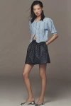 Maeve Brocade Full Mini Skirt In Blue