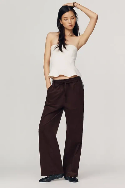Maeve Brooklin Corduroy High-rise Wide-leg Trousers In Brown