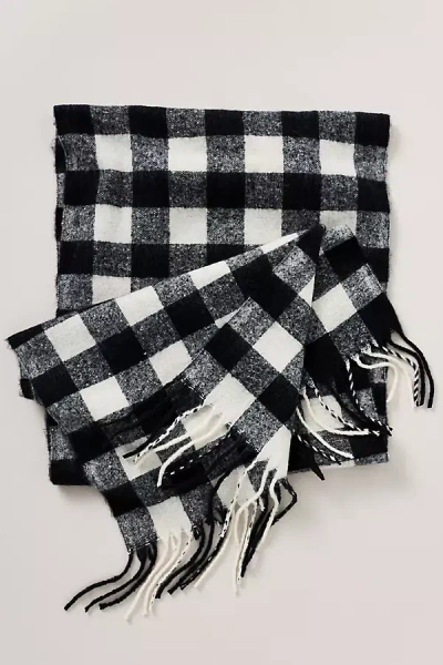 Maeve Brushed Gingham Scarf In Black