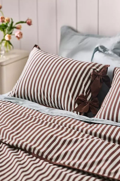 Maeve Brynne Cotton Percale Stripe Tie Printed Duvet