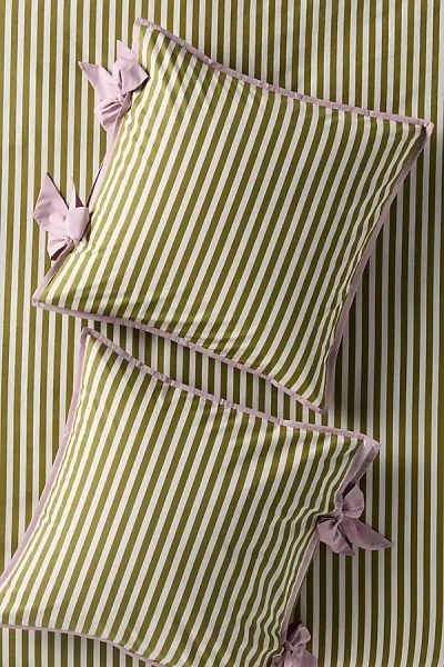 Maeve Brynne Cotton Percale Stripe Tie Printed Euro Sham
