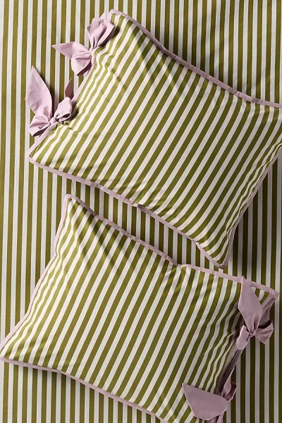 Maeve Brynne Cotton Percale Stripe Tie Printed Shams, Set Of 2