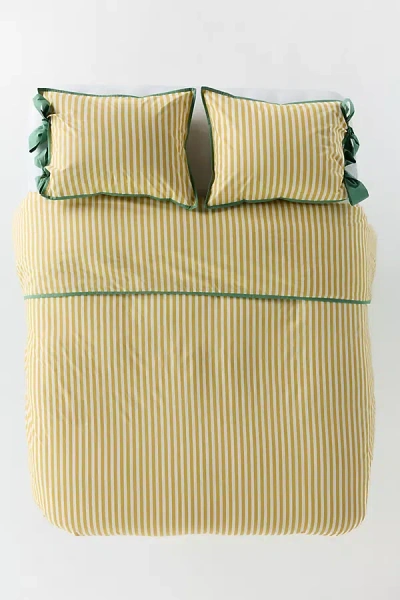 Maeve Brynne Cotton Stripe Tie Printed Duvet In Yellow