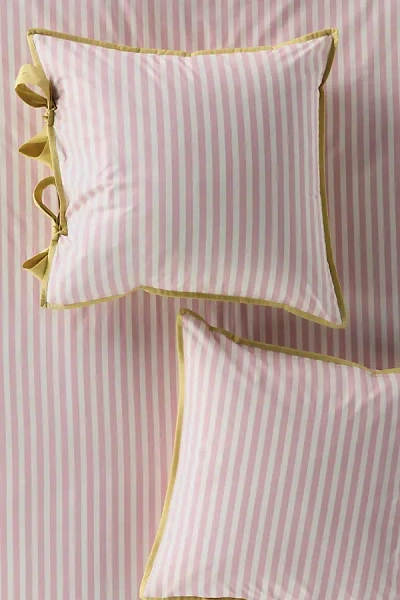Maeve Brynne Cotton Stripe Tie Printed Euro Sham In Pink