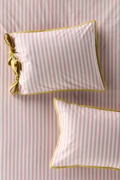 Maeve Brynne Cotton Stripe Tie Printed Shams, Set Of 2 In Pink