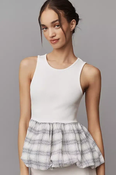 Maeve Bubble Peplum Tank Top In White
