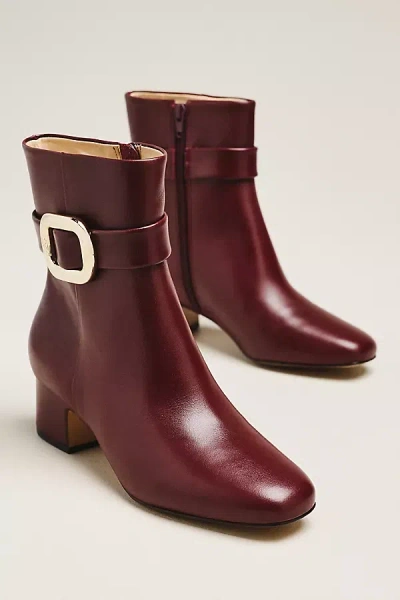 Maeve Buckle Block-heel Boots In Red