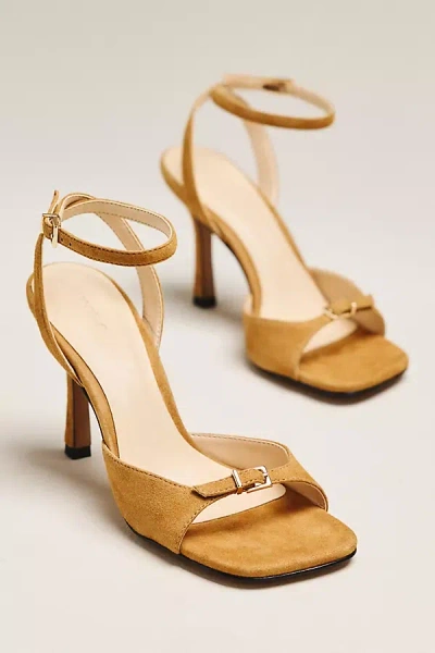 Maeve Buckle Strappy Heels In Brown