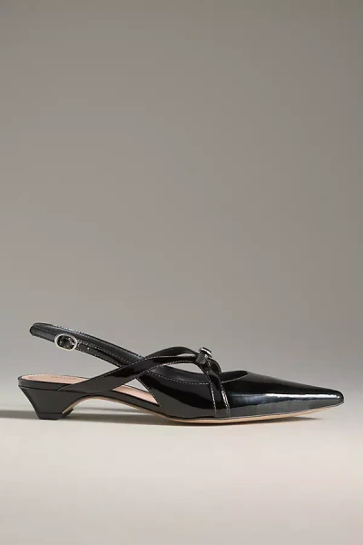 Maeve Buckled Slingback Kitten Heels In Black