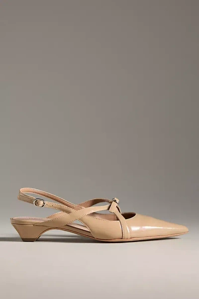 Maeve Buckled Slingback Kitten Heels In Nude