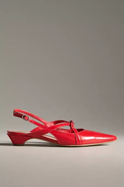 Maeve Buckled Slingback Kitten Heels In Red