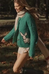Maeve Bunny Slope Cardigan Sweater In Green