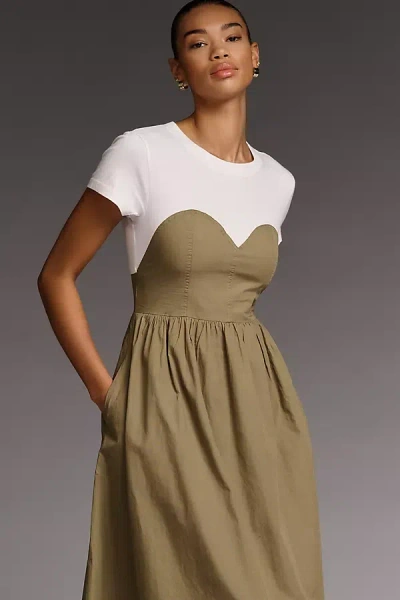 Maeve Bustier Twofer Midi Dress In Pattern