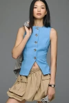 Maeve Button-front Knit Vest Top In Blue