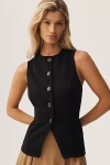 Maeve Button-front Knitted Vest In Black