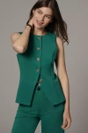 Maeve Button-front Knitted Vest In Green