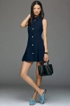 Maeve Button-front Mini Dress In Blue