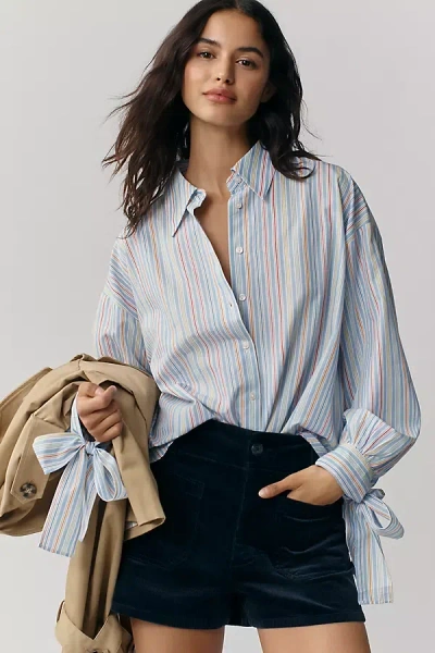 Maeve Buttondown Bow-cuff Shirt In Blue