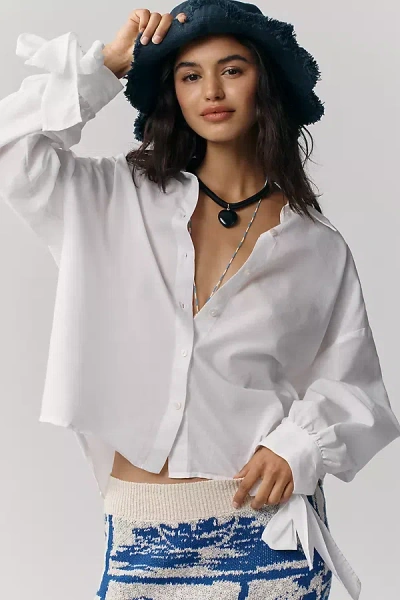 Maeve Buttondown Bow-cuff Shirt In White