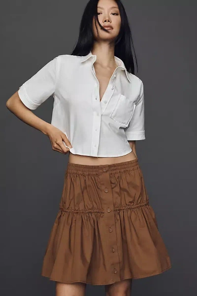 Maeve Buttondown Mini Skirt In Sand