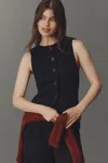 Maeve Button-front Knit Vest Top In Black