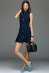 Maeve Button-front Mini Dress In Blue