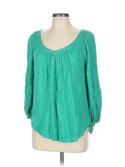 Pre-owned Maeve By Anthropologie 3/4 Sleeve Blouse In Blue