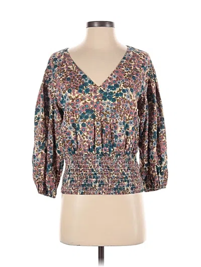 Pre-owned Maeve By Anthropologie 3/4 Sleeve Blouse In Brown
