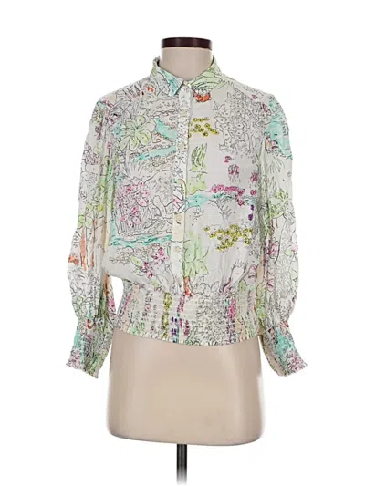 Pre-owned Maeve By Anthropologie 3/4 Sleeve Blouse In Green