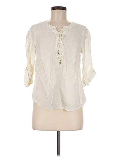 Pre-owned Maeve By Anthropologie 3/4 Sleeve Blouse In Ivory