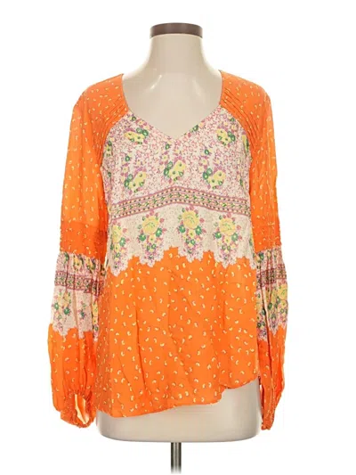 Pre-owned Maeve By Anthropologie 3/4 Sleeve Blouse In Orange