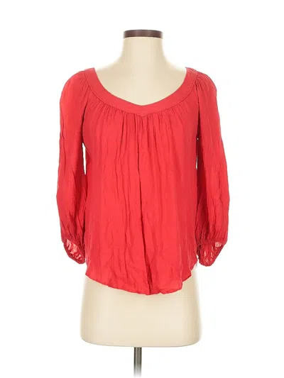 Pre-owned Maeve By Anthropologie 3/4 Sleeve Blouse In Red